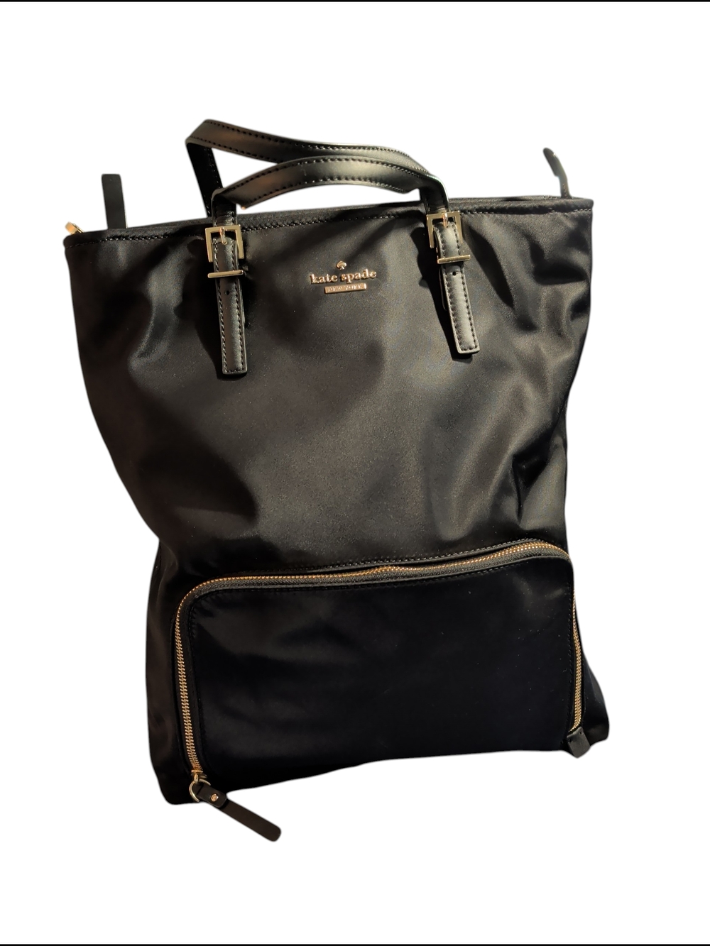 kate spade Black Nylon Laptop Tote with Gold Hardware